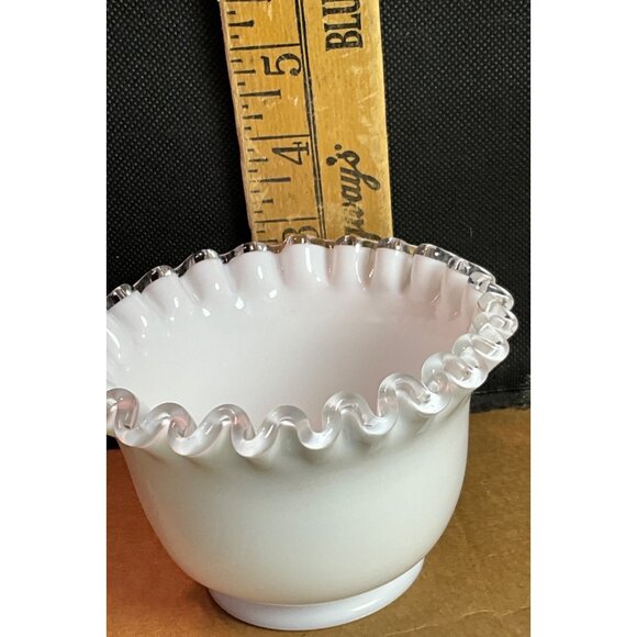 Vintage Fenton‎ Silver Crest Mayonnaise 2 Piece Set Milk Glass Scalloped Edges - Picture 6 of 9